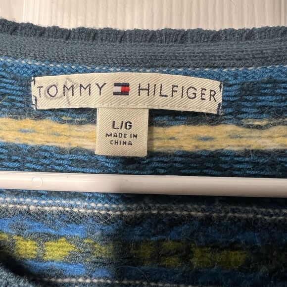 Vintage Tommy Hilfiger Knit Sweater Women’s Size L Blue Wool Angora Blend - Picture 2 of 13